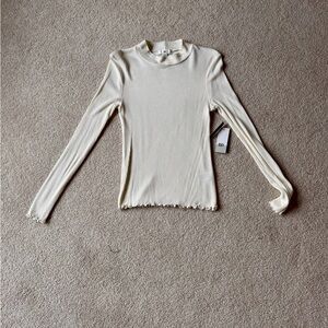 BP Cream Ribbed Long Sleeve Tee